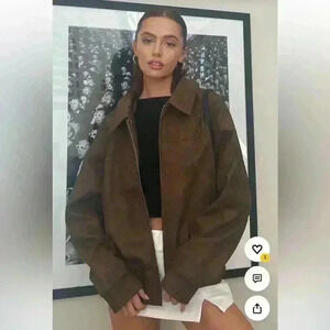 Vintage suede genuine leather jacket oversized XL American Classics Colebrook